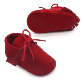 Unisex fringe moccasins - Red