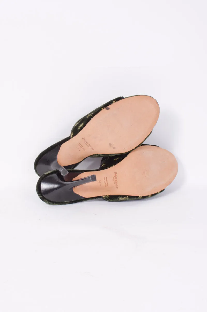 VELVET EMBROIDERED MULES