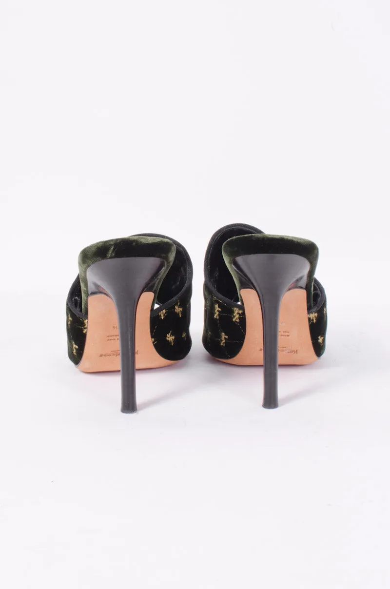 VELVET EMBROIDERED MULES