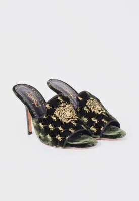 VELVET EMBROIDERED MULES
