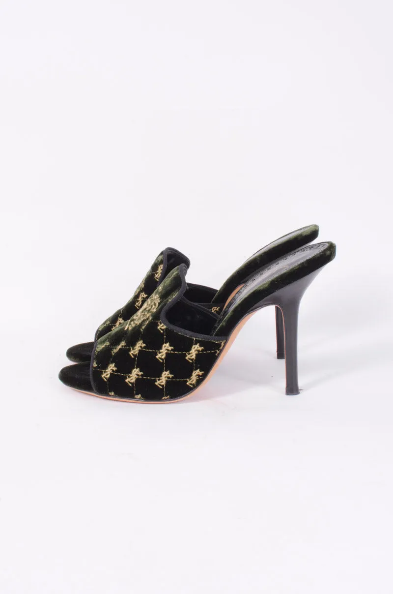 VELVET EMBROIDERED MULES