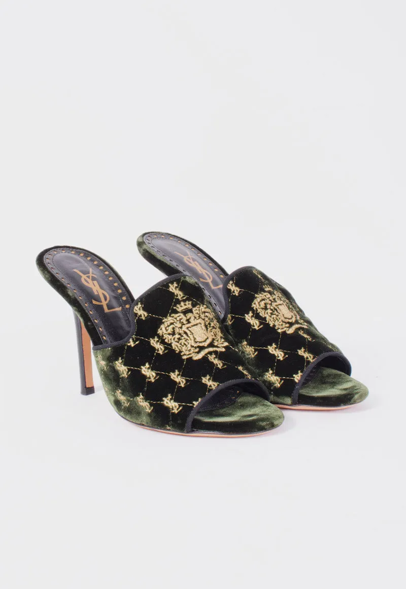 VELVET EMBROIDERED MULES