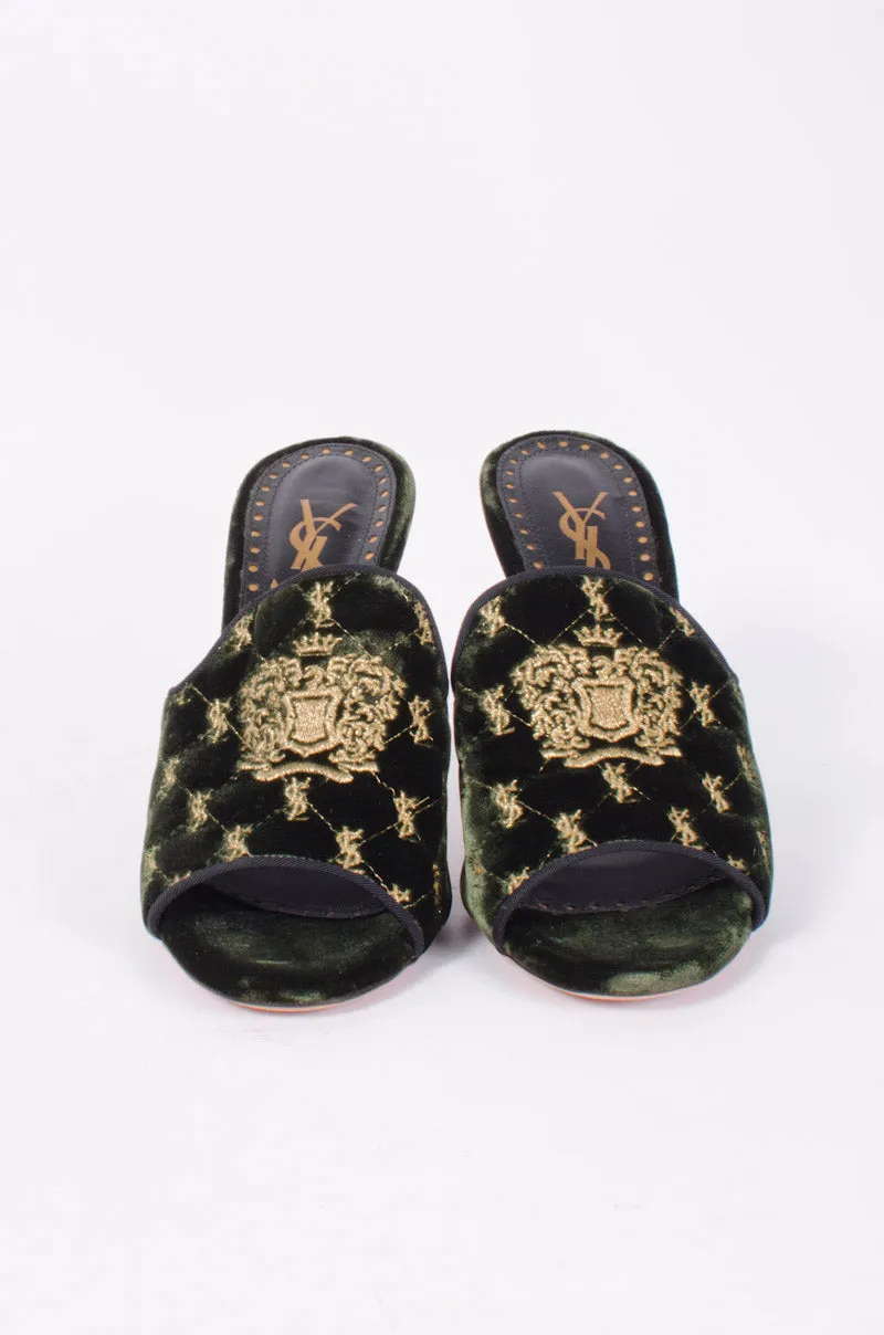 VELVET EMBROIDERED MULES