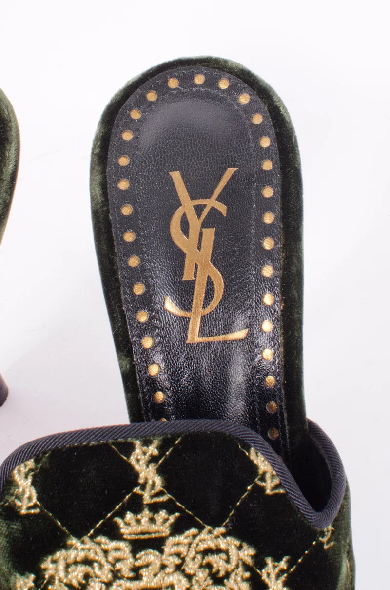 VELVET EMBROIDERED MULES