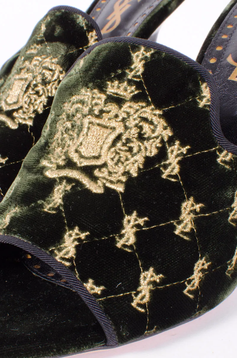 VELVET EMBROIDERED MULES