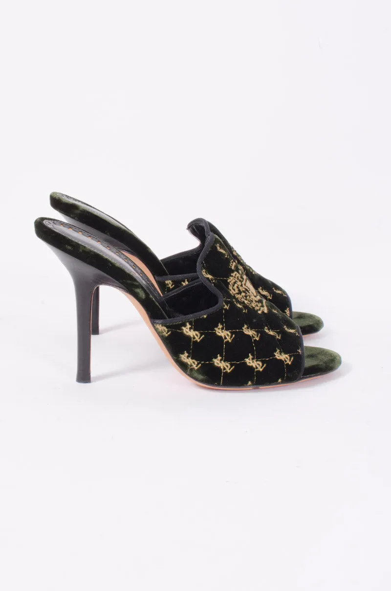 VELVET EMBROIDERED MULES