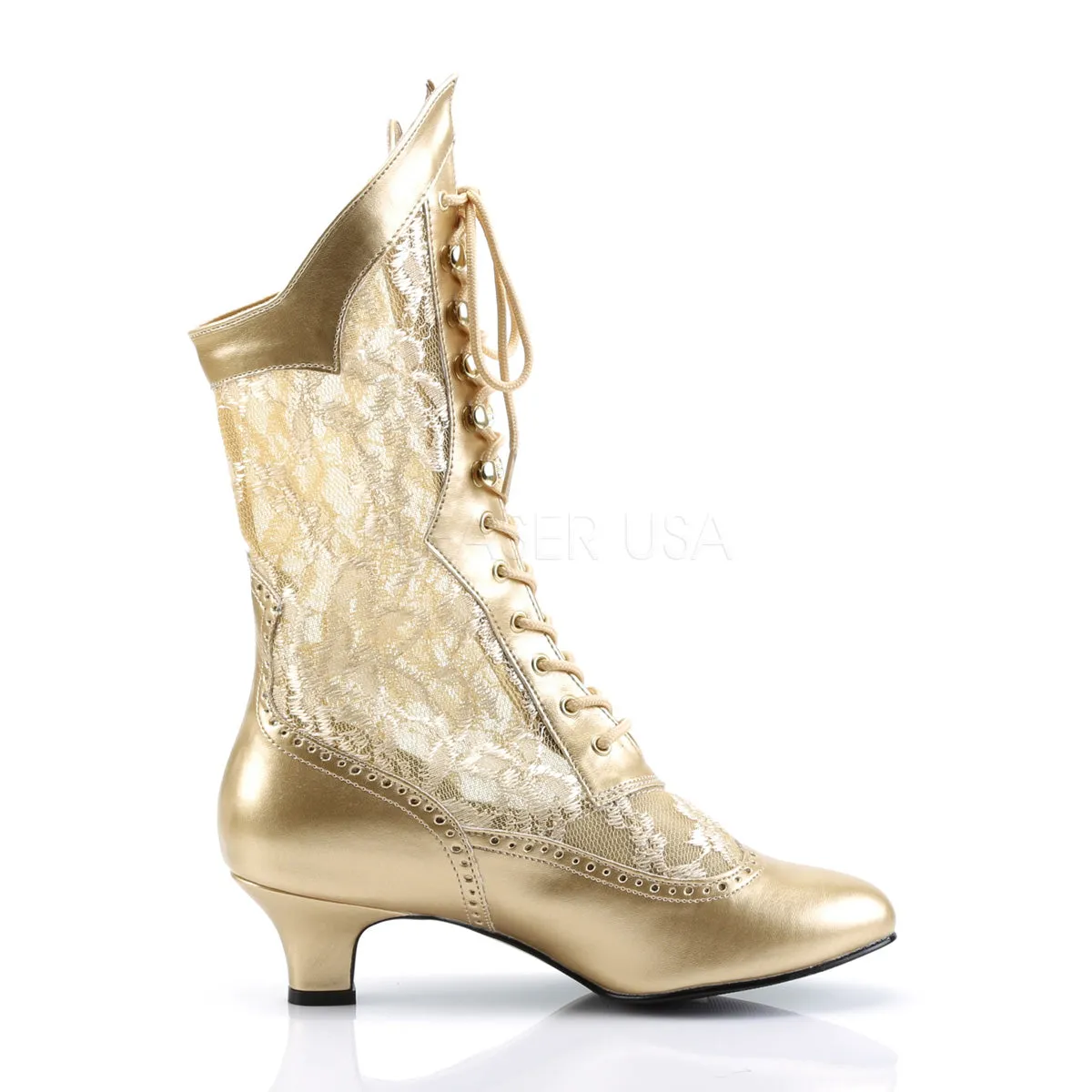 Victorian Lace Ankle Boots with 2-inch Heel 3-colors DAME-115