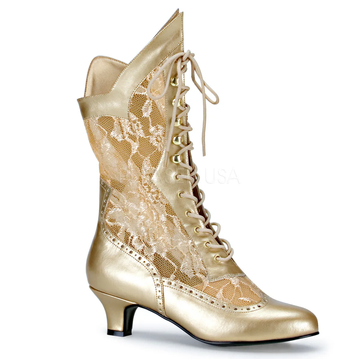 Victorian Lace Ankle Boots with 2-inch Heel 3-colors DAME-115
