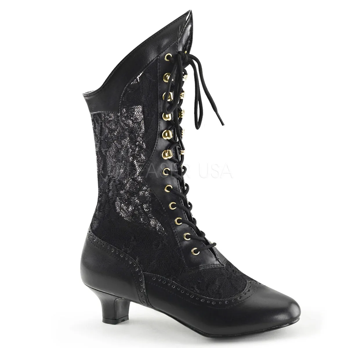 Victorian Lace Ankle Boots with 2-inch Heel 3-colors DAME-115