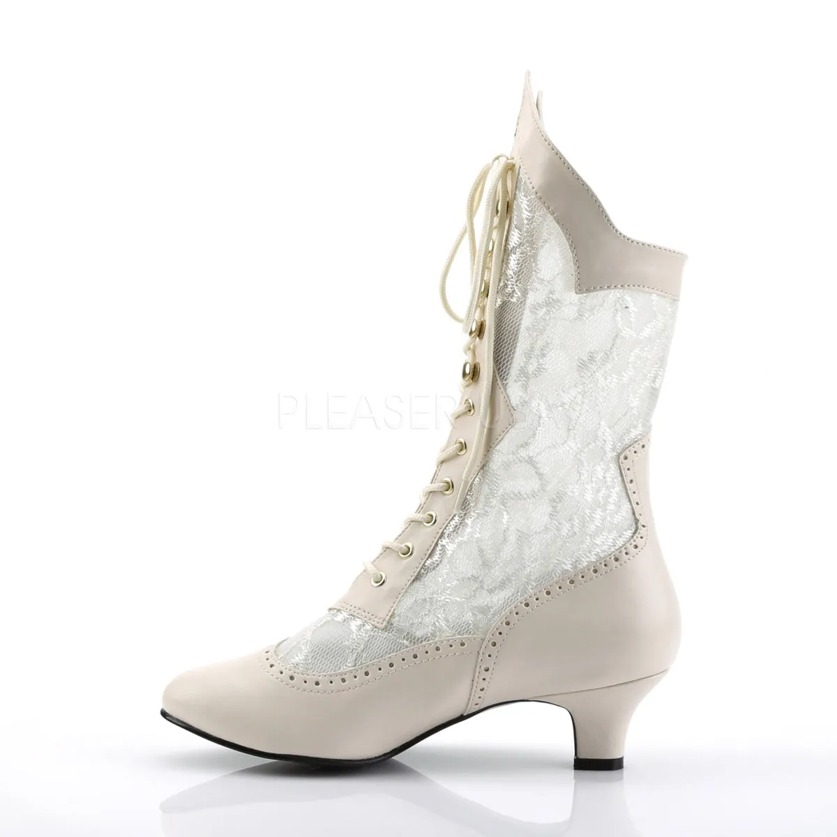 Victorian Lace Ankle Boots with 2-inch Heel 3-colors DAME-115