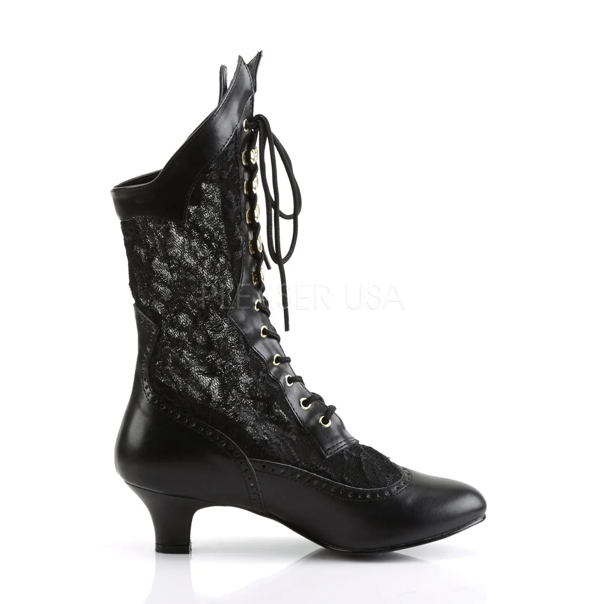 Victorian Lace Ankle Boots with 2-inch Heel 3-colors DAME-115