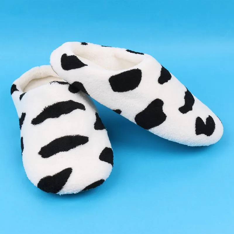 Winter Fluffy Soft Cotton Cow Scuffs Slippers