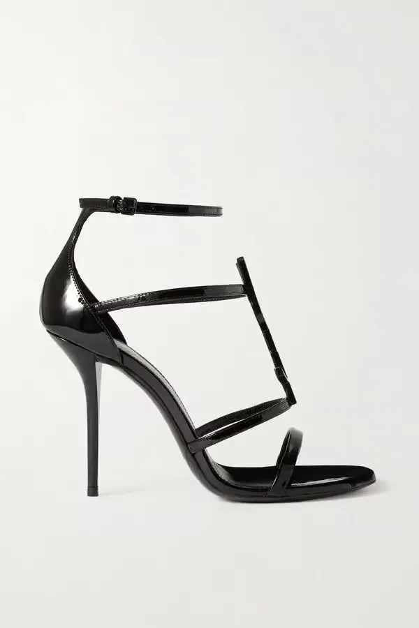 YSL CASSANDRE YSL LOGO HEELED SANDALS