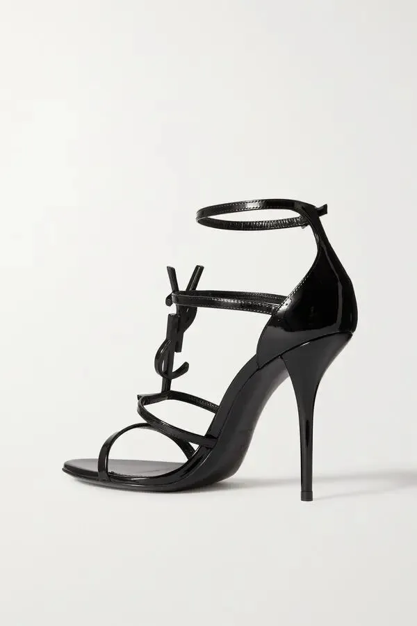 YSL CASSANDRE YSL LOGO HEELED SANDALS