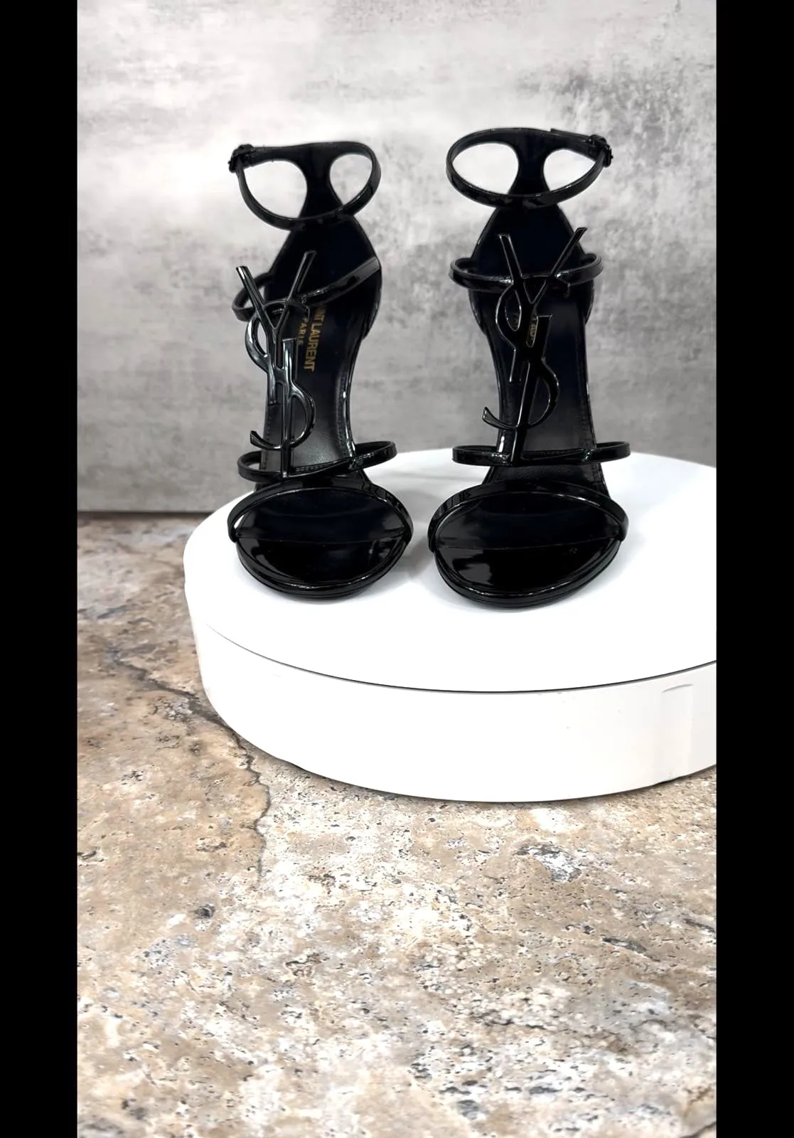 YSL CASSANDRE YSL LOGO HEELED SANDALS