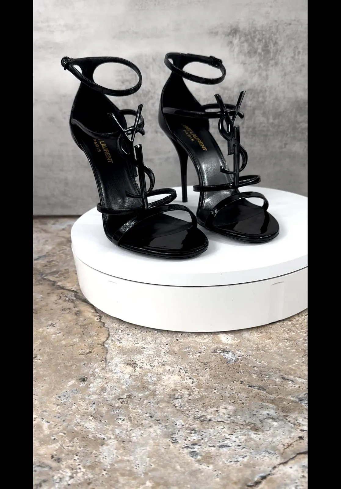 YSL CASSANDRE YSL LOGO HEELED SANDALS