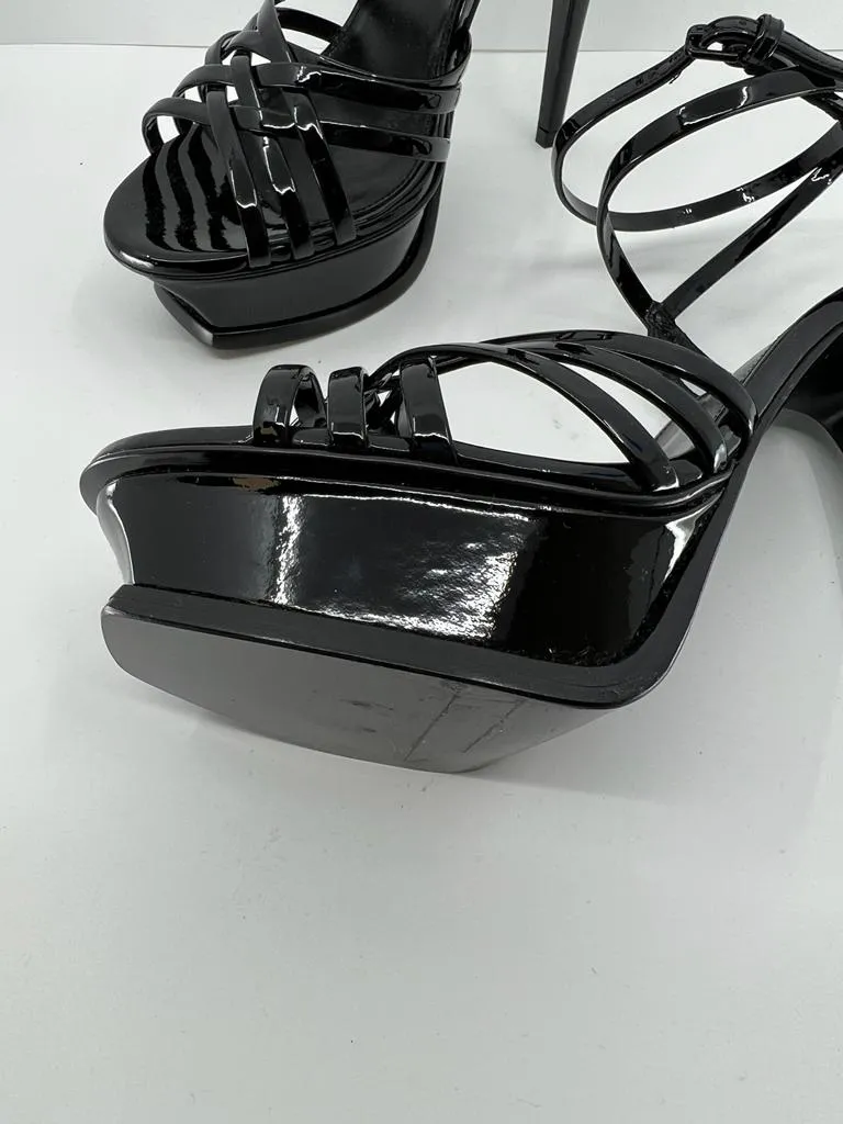 YSL TRIBUTE CAGE PLATFORM STRAPPY SANDALS