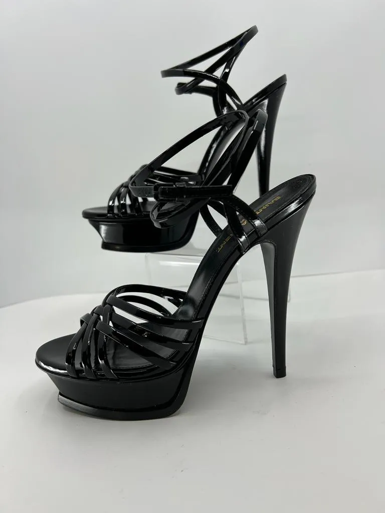 YSL TRIBUTE CAGE PLATFORM STRAPPY SANDALS
